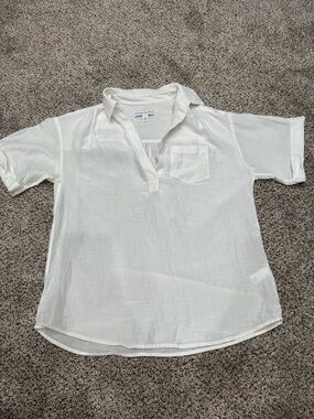 Banana Republic White Short-Sleeve Popover Blouse